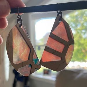 Handmade Wood & Resin Earrings